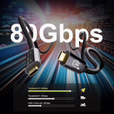 EUDOBEL USB C 80Gbps Thunderbolt 5 Kabel 2m, Unidirectionele bandbreedte tot 120Gbps, Ondersteunt 240W, Video 16K@30Hz 8K@60Hz, 12-bits kleurdiepte voor Thunderbolt 4, USB 4, eGPU, Laptop