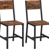 VASAGLE ensemble de chaise à manger de 2, cadre en acier, industriel, pour salle à manger, salon, cuisine, marron rustique et noir LDC092B01V1
