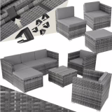 tectake - Lignano wicker lounge set with 2 armchairs - grey