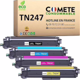 COMETE, Marque française - TN247 - 4 Toners Compatibles avec Brother TN247 (ou TN243) - pour Toner Brother TN247 DCP-L3550CDW MFC-L3710CW DCP-L3510CDW HL-L3210CW MFC-L3770CDW