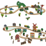 Set de chemin de fer en bois dino parc ou ferme Playtive