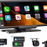 Olvy Carplay Screen PRO - Convient pour Apple et Android - 10,26 pouces - Système de navigation Voiture - Incl. Caméra de recul - Sans Fil - Tactile - Universel - Autoradio Multimédia