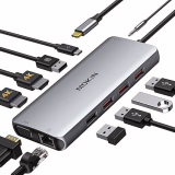 Hub USB C, Adaptateur Multiport 11 in 1 naar Dual HDMI en VGA, Ethernet RJ45, Audio Poort, 100W PD, 5 USB Poorten, Docking Station voor MacBook Dell Surface HP Tablet Type C