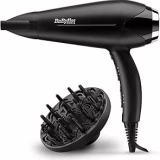 BaByliss Turbo Smooth Hair Dryer - Powerful 2200W Hair Dryer, Wide Diffuser, Anti-Frizz Ionic Technology, 3 Temperature Settings and 2 Speed Settings, Black, D572DE