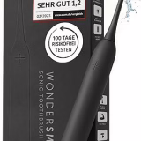 Brosse à dents sonique Wondersmile PRO - Vainqueur du test 2025 - Essai sans risque de 100 jours - Approuvé par le TÜV - Brosse à dents électrique, 4 programmes - Batterie 60 jours avec tête de brosse intelligente (Noir ultime)