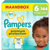 Pampers Premium Protection Taille 6, 144 couches, 13 kg-18 kg, double protection pour la peau et contre les fuites
