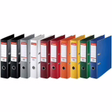 Esselte 624177 - Classeur à anneaux standard, lot de 10 unités, couleurs assorties, 80 g, multicolore, format A4, 2 trous, 7,2 x 31,8 cm, capacité de 550 feuilles, étiquette interchangeable