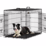 Feandrea PPD42H Cage pliante pour chien avec 2 portes et plateau plastique amovible – Noir 107 x 70 x 77,5 cm, taille XL