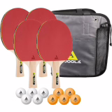 JOOLA Table Tennis Set Family, ensemble de tennis de table avec 4 raquettes de tennis de table, balles de tennis de table et sac de transport