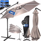 KESSER® Parasol in aluminium met LED en handmatig bedieningsmechanisme, UV-bescherming, Aluminium, Waterafstotend weefsel | Parasol | Zonbescherming | Tuinparasol | Marktparasol
