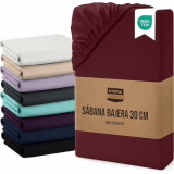 Drap-housse Utopia Bedding 160 x 200 x 30 cm - Bordeaux - Poche profonde - Microfibre polyester brossée (lit 160)