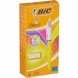 BIC 4 Couleurs Sun Stylos-Bille Rétractables Pointe Moyenne (1,0 mm) - Encres Fantaisie, Boîte de 12