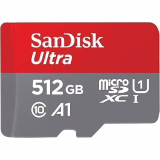 SanDisk Ultra microSDXC + adaptateur SD 512 Go (Pour Android Smartphone et Tablette, Video Full HDD, jusqu'à 150 Mo/s, UHS-I, La performance A1, V10,Class 10, U1)