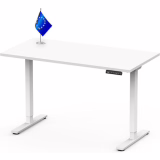 FLEXISPOT Height-Adjustable Desk Made in EU Monobloc Top 140x80 cm with 2 Powerful Motors Stable Desk Electric Height-Adjustable Standing Desk with Memory Function (White)