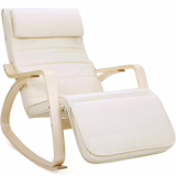 SONGMICS Sunlounger LYY10M Relaxing Rocking Chair with Adjustable Footrest Max. Load 150 kg Beige