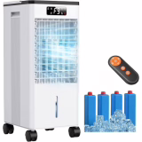 Climatiseur portable Max 7,5 L - Refroidissement par évaporation à cristaux de glace, grand réservoir, télécommande, 3 vitesses, orientable 60°/120°, minuterie 1-12 h, faible consommation, silencieux, pour bureau et domicile