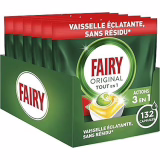 Fairy Original Alles-In-Één Afwasmachine Tabletten, Citroen, 132 Capsules, Effectief Tegen Ingekoekt Vet, Ultra-Snelle Oplossing, Bescherming Voor Glas En Zilver, Geen Geuren