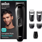 Braun Electric Shaver for Beard and Hair, Men's Beard and Hair Trimmer, 6-in-1 Hair Styling Kit for Beard and Hair, 50 Minutes of Cordless Runtime, Gift Idea, MGK3420, Black