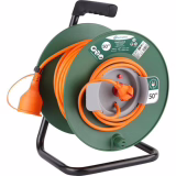 Electraline 20866139F Verlengkabel Tuin 50 M met haspel 16A - Doorsnede 2x1,5 mm² Oranje/Groen, Stekker - Type C/EF - 2 Pinnen (EU)
