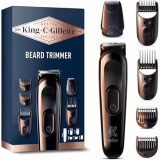 Gillette King C Elektrische Scheerapparaat Voor Mannen, Draadloos Met Onverslijtbare Scherpe Messen, Wasbare Hoofd, Set Met 4 Verschillende Opzetstukken Voor Drie Dagen Baard, Korte, Middellange En Lange Baard