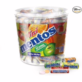Mentos Mini Rouleaux Fruits Zachte en Knapperige Snoepjes 120-Stuks Tube, 4 Gemengde Smaken, Multicolor