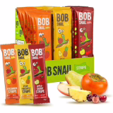 BOB SNAIL Coffret de Snacks Sains – 30 Barres aux Fruits Sans Gluten avec Kakis Poires Ananas Cerises et Pommes Naturelles – Friandises Vegan et Low-Carb pour Enfants et Adultes – Sans Sucre Ajouté