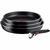 Tefal Ingenio Easy On Set of 3 Pans 22/24/26 cm, Non-Stick, Titanium Coating, Thermo-Signal, Removable Handle, Dishwasher and Oven Safe, Not Suitable for Induction.