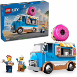 LEGO City Le Food-Truck de Donuts - Véhicule Mobile pour garçons et Filles dès 5 Ans avec Machine à café et Caisse enregistreuse - Minifigurines de Marchand et de cliente - Idée Cadeau Amusante 60452