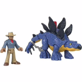 Fisher-Price Imaginext GVV64 - Ensemble de figurines de dinosaures stégosaure et Dr Grant Jurassic World, jouet dinosaure pour enfants d'âge préscolaire à partir de 3 ans.