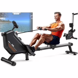 MettleMatic Opvouwbare Roeimachine voor Thuis: 300 Newton 16 niveaus van magnetische weerstand - Bluetooth Roeimachine met een draagvermogen van 150 kg