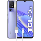 Smartphone 4G TCL 40SE: 6,75 inch HD+ 90 Hz scherm, 256 GB, 6 GB RAM, triple camera 50 Mpx, Android 13, 5010 mAh batterij, snelladen, dual SIM, paars, met extra USB Type-C kabel