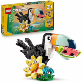 LEGO Creator 3-en-1 Animaux sauvages : Toucan tropical – Kit de construction pour enfants – Se transforme en papillon ou en poisson tropical – Cadeau créatif pour les 7 ans et plus – 31173