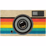 Paillasson Fisura Original « Appareil photo retro » in kokosnoot met antislip achterkant in PVC. Met de hand beschilderde entree mat. Afmetingen: 70 cm x 40 cm.