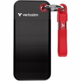 Verbatim 1TB Pocket SSD (NVMe SSD, USB 3.2 Gen 2, up to 1,000 MB/s read and write speeds, portable hard drive for Mac, PC, and gaming consoles, black/red)