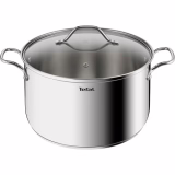Tefal Intuition XL Grote roestvrijstalen pan 28 cm / 8 L, Inductie, 5 jaar garantie, Eersteklas 18/10 roestvrij staal, XL maat, Robuuste handvatten, Glas deksel B8646404