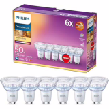 Set van 6 LED-spots Philips - Warm wit licht - GU10 - 50 W - Dimbaar - Energiezuinige LED-spots