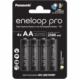 eneloop Pro, Piles Rechargeables AA/Mignon, Lot de 4, capacité de Min. 2500 mAh, Piles Ni-MH, prêt à l'emploi, Rechargeables jusqu'à 500 Fois, Emballage sans Plastique, Pro, Noires