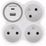Prise 3x16A + 2 Ports USB A/C - Blanc et Gris - Bolea - Zenitech