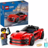 LEGO City Red Sports Car Supercar for Ages 5 and Up, Educational Building Kit with Driver Minifigure and Accessories for Role-Play, Birthday Gift for Boys and Girls 60448