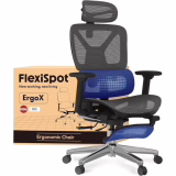 FLEXISPOT ErgoX Pro Kantoorstoel met Voetensteun, 3D Armleuningen, Ergonomische Draaistoel in Mesh, Hoogteverstelbaar met Hoofdsteun en Onafhankelijke Lendensteun, Zwart