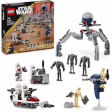 LEGO Clone Trooper & Battle Droid Battle Pack Ensemble spatial pour enfants, jouet à construire avec Speeder Bike, figurine Tri-Droid et avant-poste de défense, cadeau pour garçons et filles de 7 ans et plus 75372