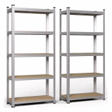 vounot® Lot de 2 Étagère de Rangement 70x30x150cm en Acier Galvanisé à 5 Niveaux Etagère Charge Lourde Tablette Ajustable Charge Max 875kg Idéal pour Rangement de Garage Atelier Cuisine