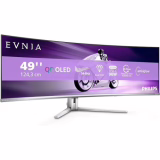 Philips Evnia 49M2C8900L - Moniteur de jeu courbe OLED DQHD de 49 pouces, 144 heures, 0,03ms GtG, HDR400, Ambiglow (5120x1440, HDMI 2.1, DisplayPort 1.4, USB-C, Hub USB) blanc