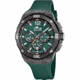 Montre homme Lotus 18975/2 Chrono boîtier en fibre de carbone bracelet en caoutchouc noir vert