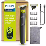 Philips OneBlade 360 Authentique Tondeuse et rasoir à barbe électrique, 2x 360 lames, 3x peignes à barbe (1,3,5mm), QP2724/31