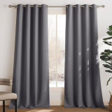 PONY DANCE Lot de 2 Rideau Occultant Thermique Isolant Anti Froid et Chaleur 140x240 (lxH) Tenture Opaque à Oeillets Isolation Lumiere Uv Decoration Chambre Maison Salon Intérieurs, Gris