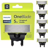 Philips OneBlade Original - Lames de rechange, pour rasoir/tondeuse électrique OneBlade, acier inoxydable robuste, taille, stylisation et rasage, lot de 5, (modèle QP250/50)