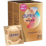DUREX Nude - 40 Préservatifs pour Homme - Ultra Fins - Taille Standard (2x20)
