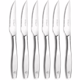 Lou Laguiole Figure Miroir - Set of 6 Steak Knives, Black, Steel