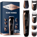 Gillette King C Elektrische Tondeuse Voor Mannen, Draadloos Met Onverslijtbare Scherpe Messen, Wasbare Opzetstuk, Set Met 4 Verschillende Opzetkammen Voor 3-Dagenbaard, Korte, Middellange En Lange Baard